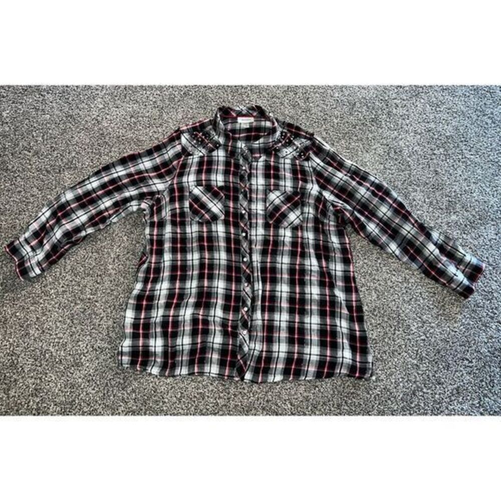 Dressbarn black/white flannel bejeweled shoulders diamond buttons size‎ 3X